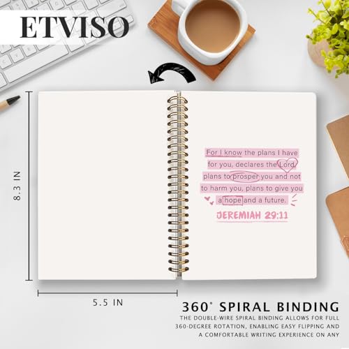 ETVISO Pink Christian Notebook, JEREMIAH 29:11 Christian Journal for Women, Scripture Notebook, Bible note taking, Bible Journal, Hardcover Spiral Notebook 80 Sheets -160 Pages 5.5x8.3 Inch - color: 02-Bible(JEREMIAH 29:11)