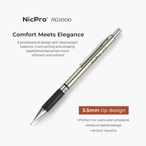 Nicpro 0.5 mm Art Mechanical Pencils Set in Case, 6 PCS - style: 6 Pack (0.5mm)