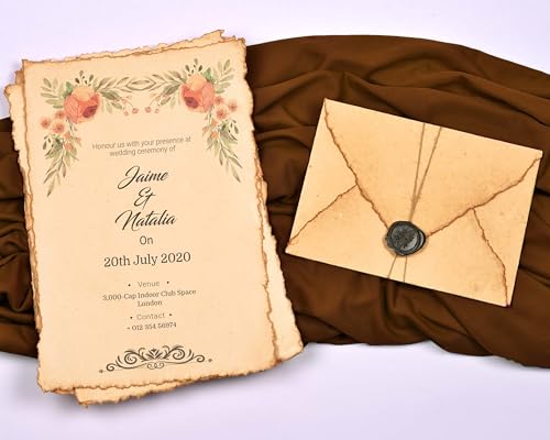 LEATHER VILLAGE Watercolor Paper- 7.5 X 11 inches - 20 Sheets Watercolor Paper for Drawing, Sketching, Wedding Cards & Crafts - 150 GSM Thick Deckle Edge Virgin Cotton Handmade Paper - Vintage - color: Antique/Vintage, size: 7 X 10 Inch