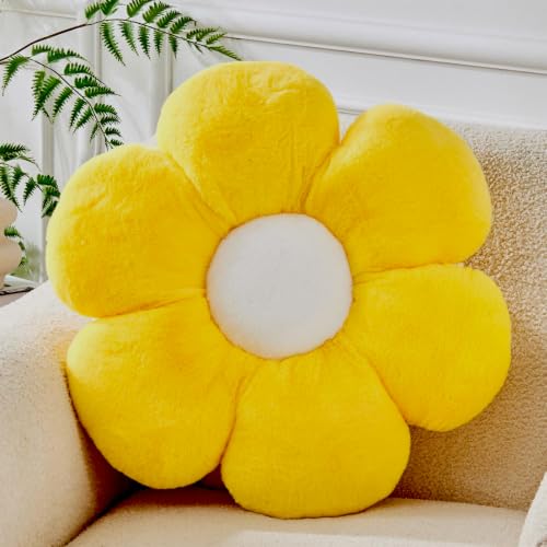 Flower Pillow,15.7In Daisy Pillow Yellow Throw Pillows - color: Yellow, size: 15.7in