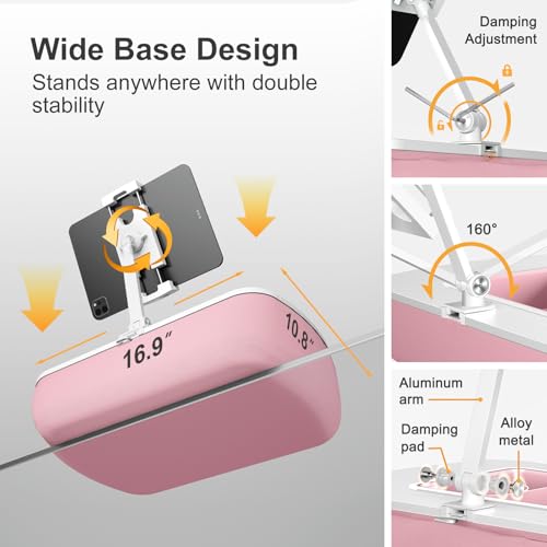 ERGONOV Tablet Pillow Stand for Lap with Snack Bowl and 360° Rotating Arm - color: Pink