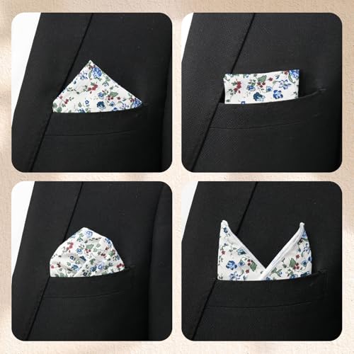 Cotton Floral Handkerchiefs for Men Wedding Evening Daily Work Prom - color: White,blue,green
