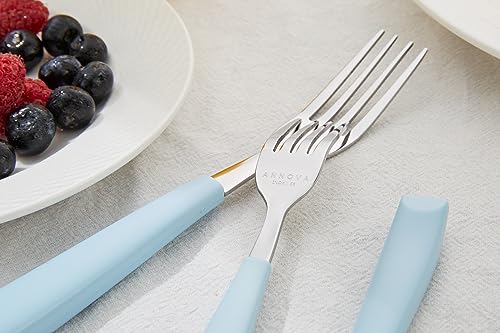 ANNOVA Silverware Set Stainless Steel Colorful Handle Tableware Kitchen Flatware Set Utensils, Includes Dinner Knives, Forks, Spoons, Salad Forks & Dessert Spoons (Light Blue, 20 Pieces) - color: Light Blue 20Pieces