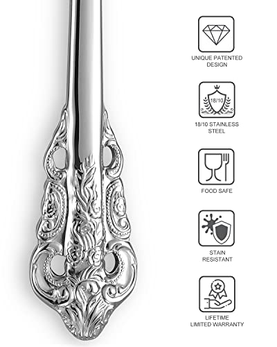 KEAWELL Premium Luxury 4-Piece 6-Inch Tea Spoon Set (Silver) - color: Silver