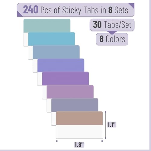 Mr. Pen- Sticky Index Tabs, 240 Pcs, Colorful Sticky Tabs for Notebooks - color: Morandi, size: 1.8" × 1", 240 pcs