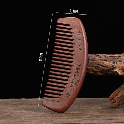 Wooden Hair Comb Set,labor comb, Wide Tooth and Fine Tooth Detangling Combs, Brown, 2 Pack (Medium) - size: Medium