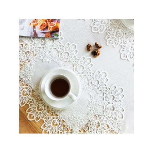 Lace Placemats Set of 6 Washable Off White 12x18inch - color: Peony, size: 6pcs