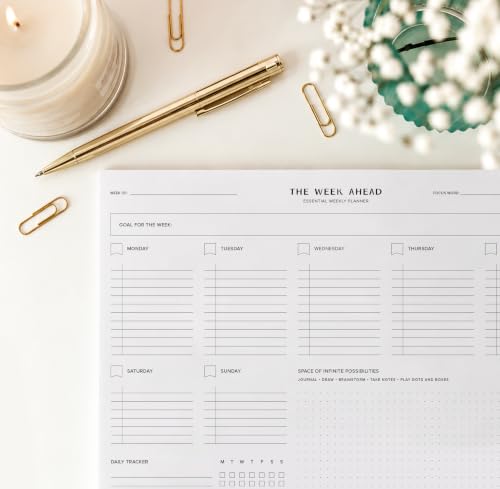 ThreeKin Essential Weekly Planner - 8.5"x11", 52 Tear-Off Sheets, Motivational Design, Goal Setting, Time Management, To-Do Lists, Productivity Organizer, Perfect for Home, Office, Students, Work - size: 8.5" x 11", style: Motivational