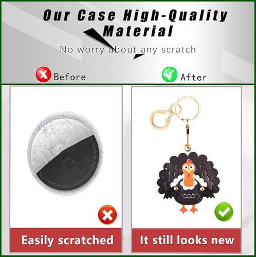 BORKUANA PU Leather Keychain holder Protective Case Compatible with AirTag - color: Turkey B