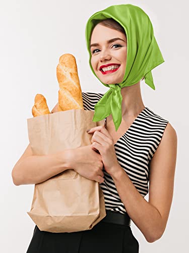 SATINIOR Square Neck Scarf Women - color: Green, size: 23.6 x 23.6 inches