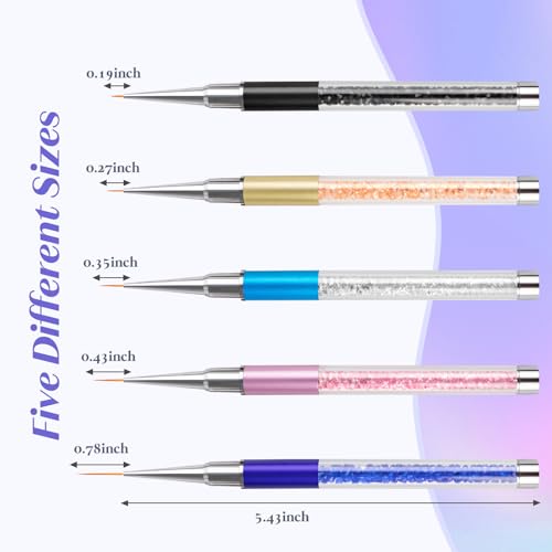 Nail Art Brushes, Nail Design Brushes with Liner Brush and Nail Art Pen - color: 5PCS Nail Design Brushes
