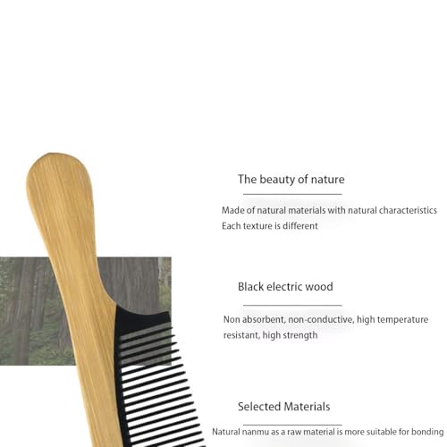 Natural Bakelite Wood Comb for Scalp Massage & Hair Care - Eco-Friendly Bamboo Wood Comb with Ergonomic Handle, Gift for Family & Friends 2 Pack（Fine toothed handle + moon comb black） - size: MediumA3