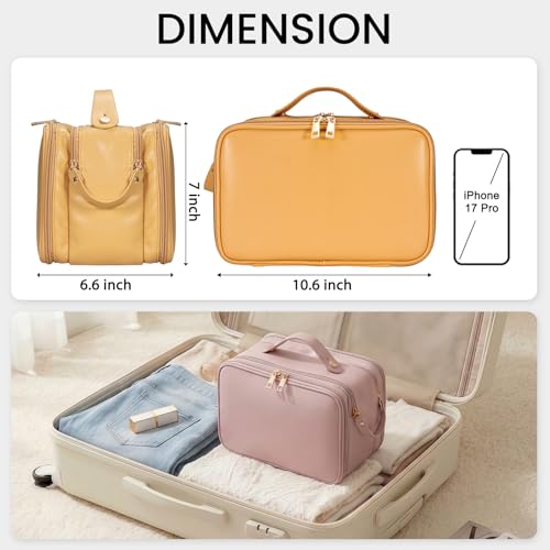 HauteHues Travel Makeup Bag Women's Large Capacity Cosmetic Organize Orange - color: Orange