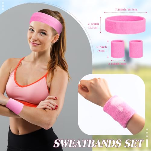 Sweatbands and Wristbands Set, Women, Men - color: Pink