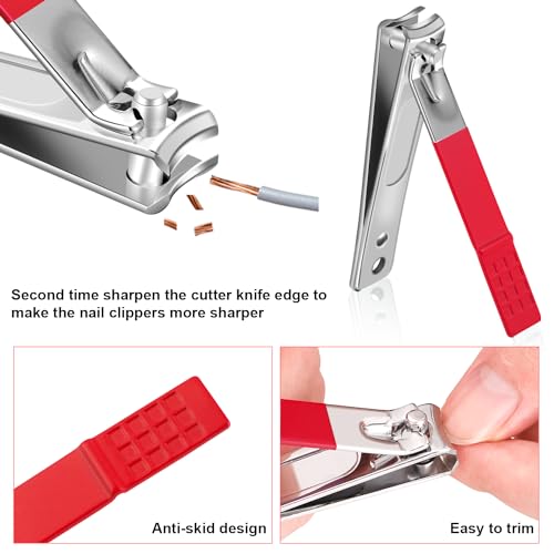 Manicure Set, Travel Mini Nail Clippers Kit Pedicure Care Tools, 10pcs Stainless Steel Grooming kit (Red) - color: Red