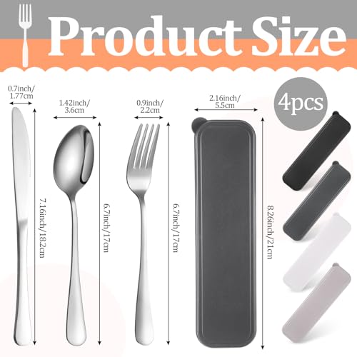 Yinkin 4 Pack Travel Silverware Set with Case for Lunch,Black - color: Black