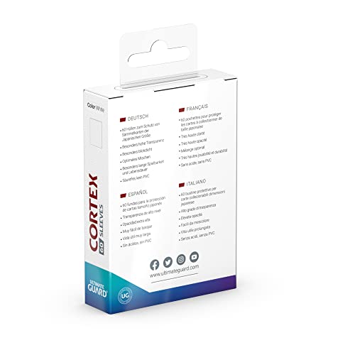 Ultimate Guard Cortex Outer Card Sleeves, 60 Japanese Size TCG Sleeves, 62 x 89mm, White Back, Glossy Finish, No PVC & Acid-Free, High Clarity - color: White, size: Japanese Glossy