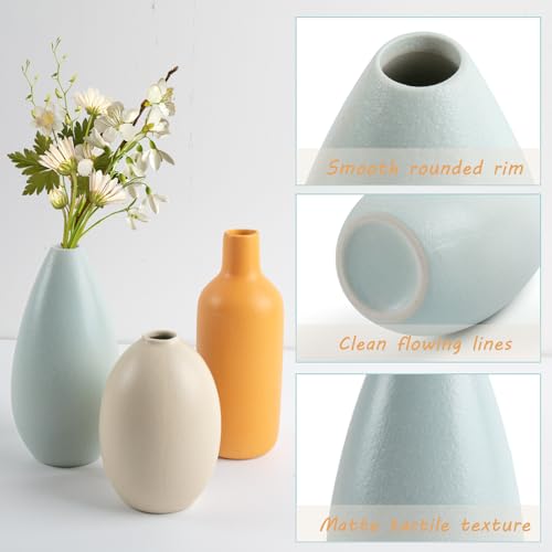 Flower Ceramic Vase for Home Decor, Minimalist Decorative Vases Set