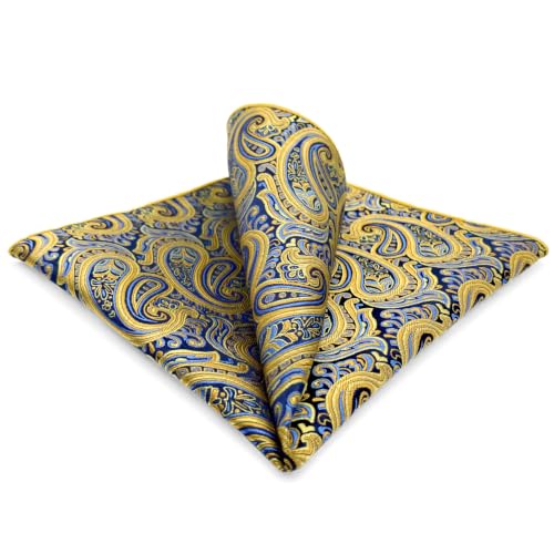 S&W SHLAX&WING Mens Pocket Square Paisley Multicolor Large for Business Wedding - color: Qh13