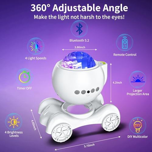 ENOKIK Galaxy Projector Night Light, Star Bluetooth Speaker, Solid White - color: Solid White