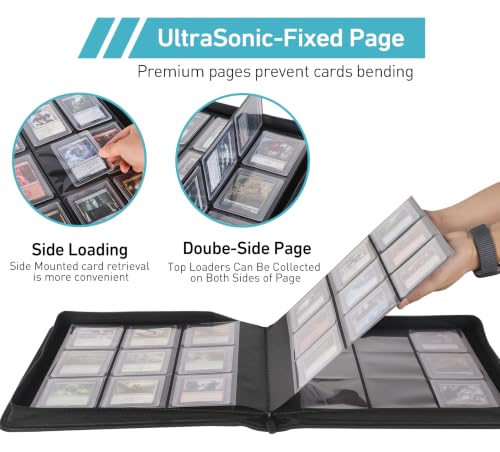 Top Loader Binder 16 Pocket, Holds 640+ Cards in 3" x 4" Toploaders, Ringless 20 Double-Sided Sleeves, Side-Loading, Spine Label with Maker Pen Toploader Binder for TCG, MTG, Sports Cards - color: Turquoise, size: 16-Pocket, Holds 640 Cards
