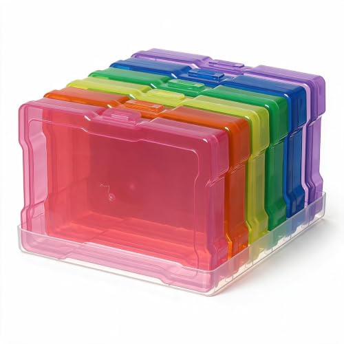novelinks 6 Pcs 4"x6" Plastic Photo Storage Boxes with Tray (Color 1Pack) - color: Multi-colored