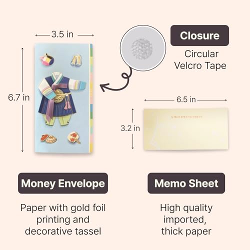 Korean Traditional Money Envelopes – Hanbok & Jogakbo Cash Gift Holders with Tassel (Lotus Blue) - color: Lotus Blue