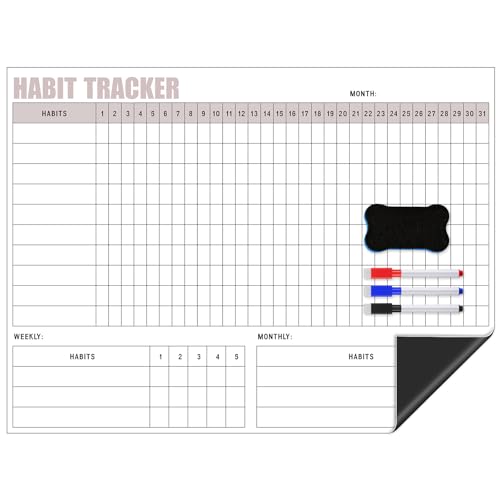 Maitys Habit Tracker 12x16" Magnetic Dry Erase Board with Markers Eraser