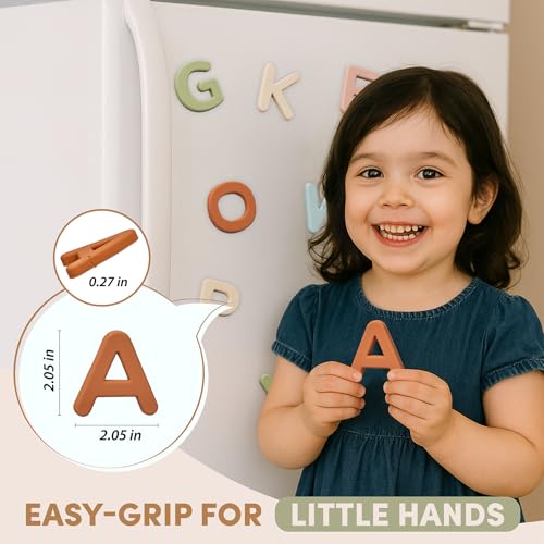 JoyCat Soft Silicone Magnetic Alphabet Letters, 26 Uppercase (Muted Color) - color: Muted Color