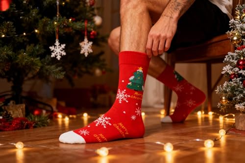 Colorful Funny Novelty Dress Socks for Men Women Teens Fathers Day Casual Fun Crazy Funky Graphic Crew Socks - color: 5 Pairs - Christmas Themed - Santa Claus & Snowman & Christmas Tree & Gingerbread Man & Bell Christmas Patterns Socks, size: 6-12