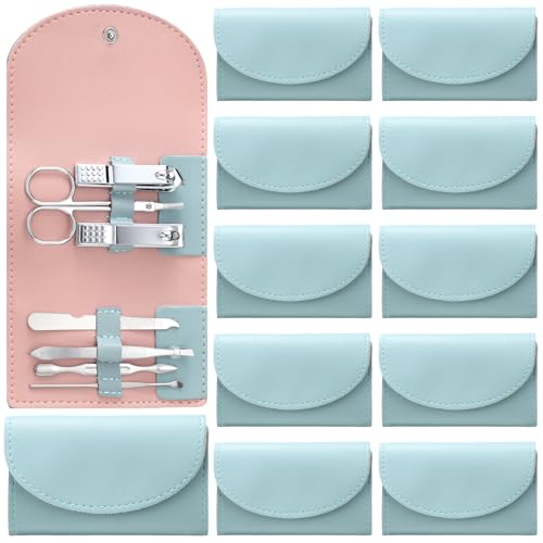 12 Set Mini Manicure Bulk, 7 in 1 Nail Clipper, Green - color: Green