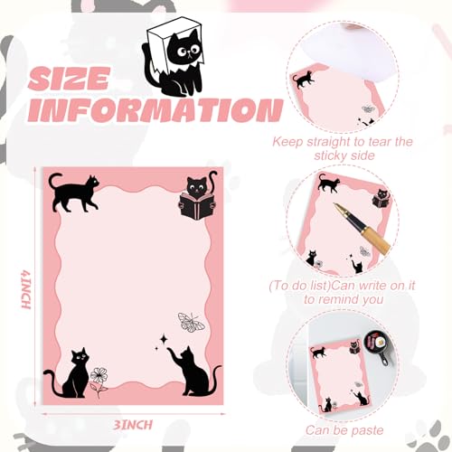 Chiisong 12 Pads Black Cat Sticky Notes Cat Notepad Cute Notepads - style: Black Cat