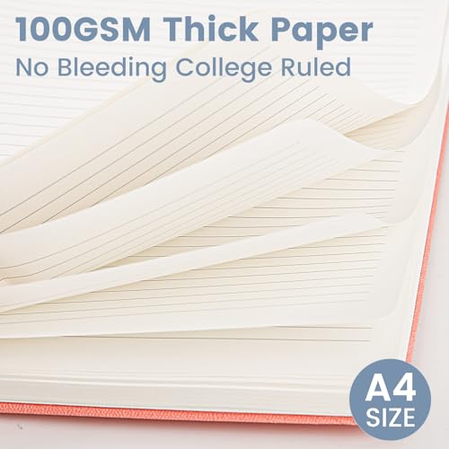 Spiral Notebook - 8.5 x 10.98 Inch Large Hard Cover Notebook with Elastic Band & Pocket, 180 Pages, Lay Flat Wirebound Journal for Work, School, Planning & Note Taking ReefBlue - color: 001-Reef Blue-1pack, size: A4-180 pages
