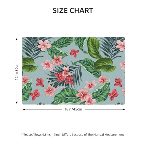Tropical Flowers Hawaiian Plants Placemats Set of 6 12x18 Inch - color: Red Green, size: Set of 6