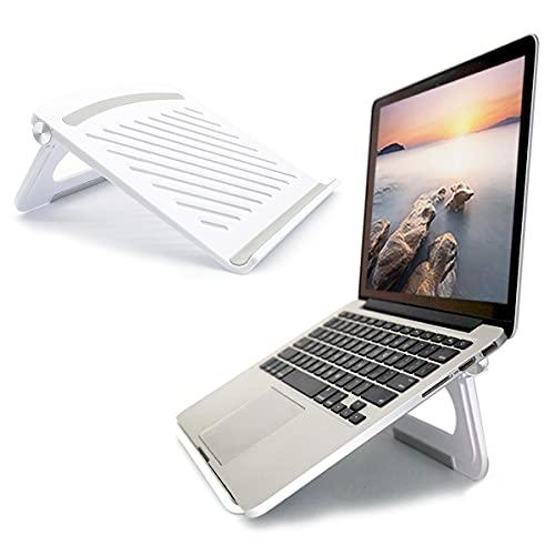 Laptop Stand for Desk Stable Foldable Adjustable Multi-Angle Desktop Holder - color: white