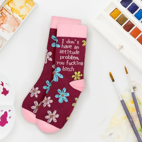 Funny Socks for Women and Teenage Girls, Cute Crazy Unique Novelty Gifts - color: H-flower-a