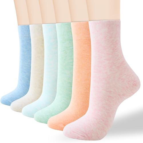 ATBITER Women Thin Cotton Crew Socks,Ankle Bootie Casual Dress Socks 6Pairs - color: 6 Pairs Quotidian Colors, size: 9-11