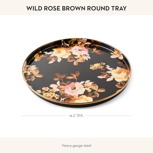 MACKENZIE-CHILDS Enamel Round Tray, Wild Rose Brown - color: Brown Wild Rose