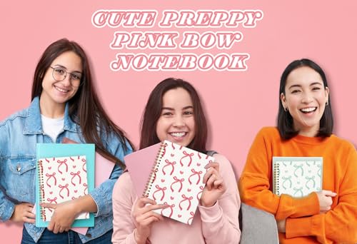QUICQOD Red Bow Coquette Spiral Notebook Journal for Teen Girls 5.5x8.3 - color: Red