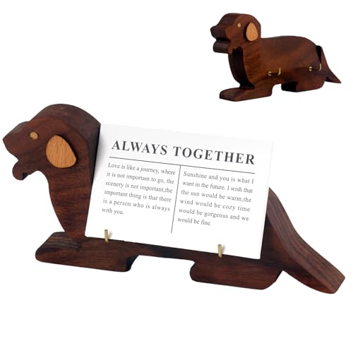 Wood Dog Shape Business Card Holder for Desk,Wooden Name Card Holder - color: Walnut Dog Shape