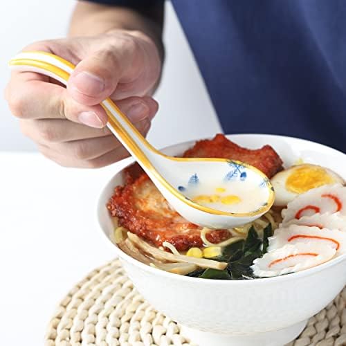 Asian Soup Spoon Ceramic Chinese Soup Spoon Set of 4 Ramen Soup Spoons - style: Style 3