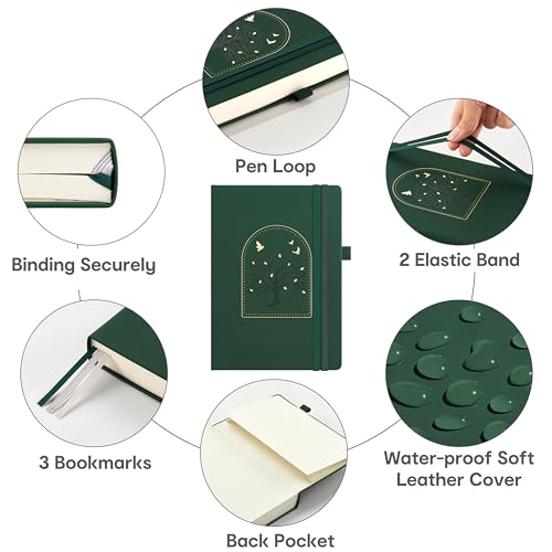 &And Per Se 365 Page Journal – A5 Hardcover Lined Notebook, One Book for the Whole Year, 100gsm Thick Paper, Numbered Pages & 3 Bookmarks, Annual Diary for Daily Writing (Dark Green) - color: Dark Green with Pattern, style: 365-Lined