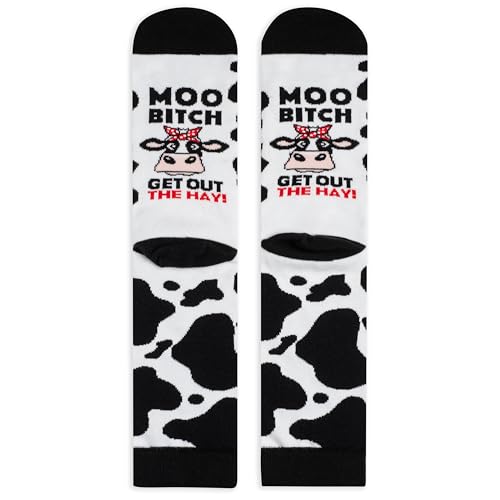 Lavley Women's Funny Socks Cute Novelty Gift for Women & Teens - color: Moo, Cow!