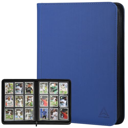 9 Pocket Card Binder - 540 Capacity with Zip Closure Premium, Double-Sided,Sturdy & Sleek PU Leather Protector for MTG, TCG, Sport & Collectible Cards (Dark blue) - color: Dark blue
