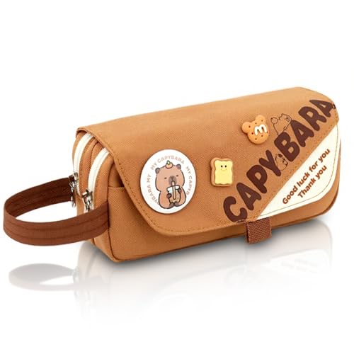 Capybara Pencil Case, Large Kawaii Pen Pouch for School and Office - style: Handle Capybara
