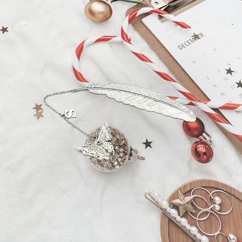 Initial Letter and Butterfly Charm Metal Feather Bookmark (Silver-S) - style: Silver-S