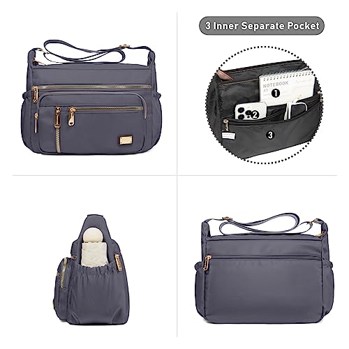 NPBAG Crossbody Bag for Women, Shoulder Purse Handbag Messenger Bag, Trendy Pocketbooks, Waterproof and Multi-Pockets - color: Grey