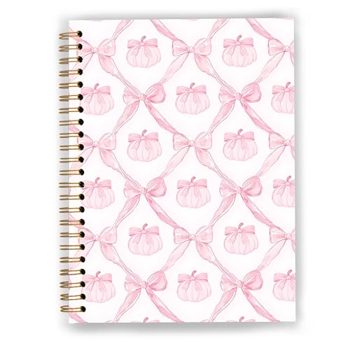 GDJIEGBC Preppy Pink Bow Trellis Pumpkin Notebook 5.5x8.3in - color: Color-I