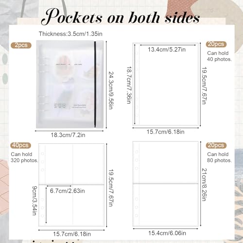 2 Pcs A5 Sticker Storage Album, Reusable Sticker Organizer Binder, A5 Photocard Holder Binder Book, Stickers Organization Collecting Book with 3 Different Sized Pockets