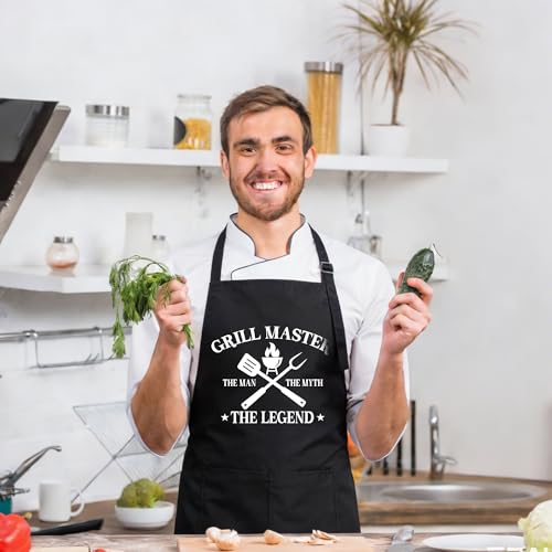 Funny Black Apron with Pockets for Man,Dad,Husband,Father in Law,Chef Daddy Women Grilling Apron BBQ Cooking Gifts - color: Apron-11